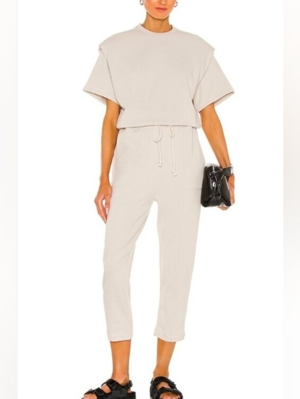 PISTOLA ($235) Clarisse French Terry Shoulder Pleat Jumpsuit In Size Small
